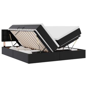 vidaXL Lit avec rangement et LED Noir 200 x 200 cm Cuir synth&eacute;tique