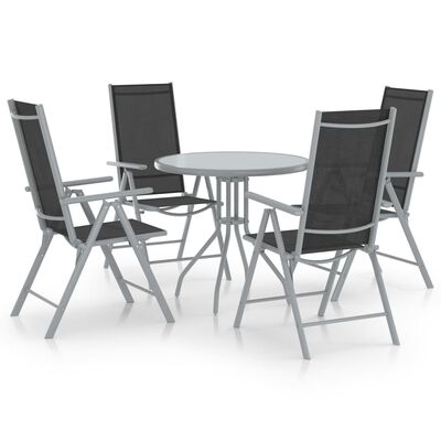 vidaXL Ensemble à dîner de jardin 5 pcs Aluminium et textilène Argenté