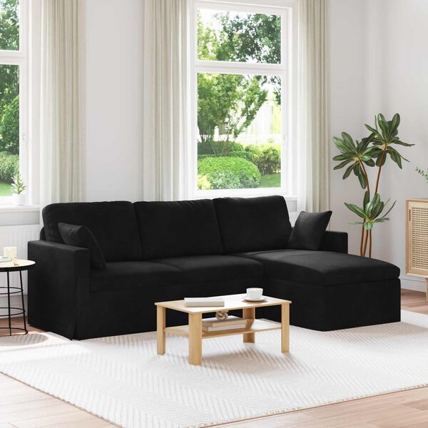 vidaXL Canap&eacute; Noir Dimensions globales: 228 x 134 x 80 cm (l x P x H)