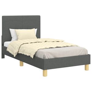 vidaXL Cadre de lit pour enfants avec t&ecirc;te de lit Gris fonc&eacute; tissu