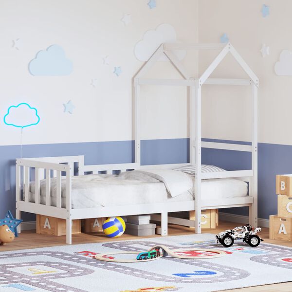 vidaXL Lit de jour avec toit sans matelas blanc 90x190 cm bois massif