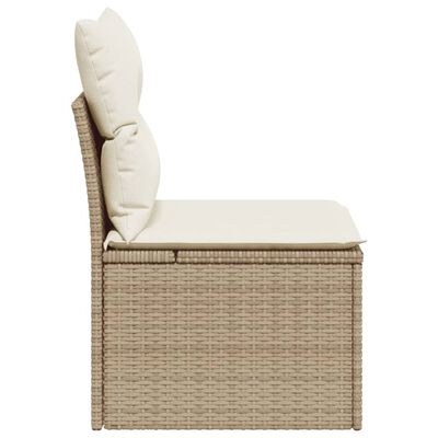 vidaXL Chaise de jardin sans accoudoirs avec coussins beige poly rotin