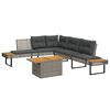 vidaXL Salon de jardin avec coussins 5 pcs gris r&eacute;sine tress&eacute;e acacia