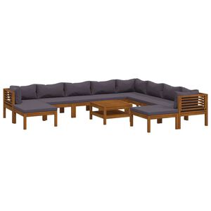 vidaXL Salon de jardin 11 pcs avec coussin Bois d'acacia solide