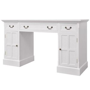 vidaXL Bureau &agrave; double pi&eacute;destal Blanc 140 x 48 x 80 cm