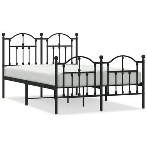 vidaXL Cadre de lit m&eacute;tal sans matelas avec pied de lit noir 120x190cm