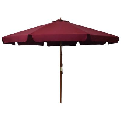 vidaXL Parasol d'extérieur avec mât en bois 330 cm Bordeaux