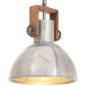vidaXL Lampe suspendue industrielle 25 W Argent&eacute; Rond 30 cm E27