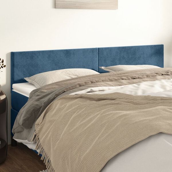 vidaXL T&ecirc;tes de lit 2 pcs Bleu fonc&eacute; 80x5x78/88 cm Velours