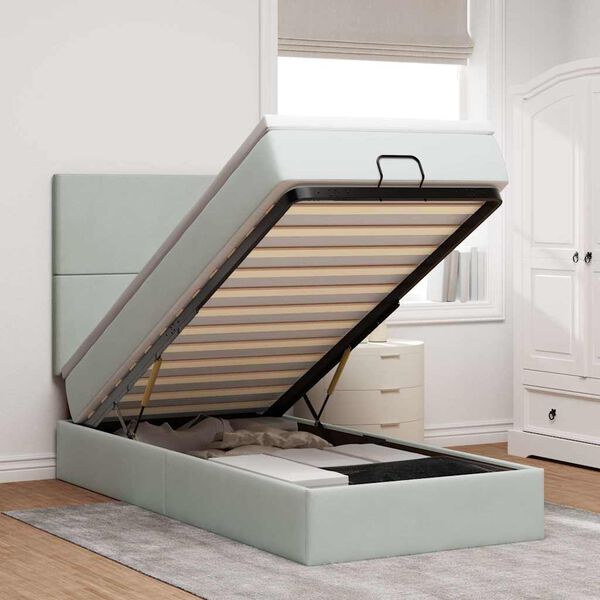 vidaXL Cadre de lit ottoman et matelas gris clair 100x200 cm velours