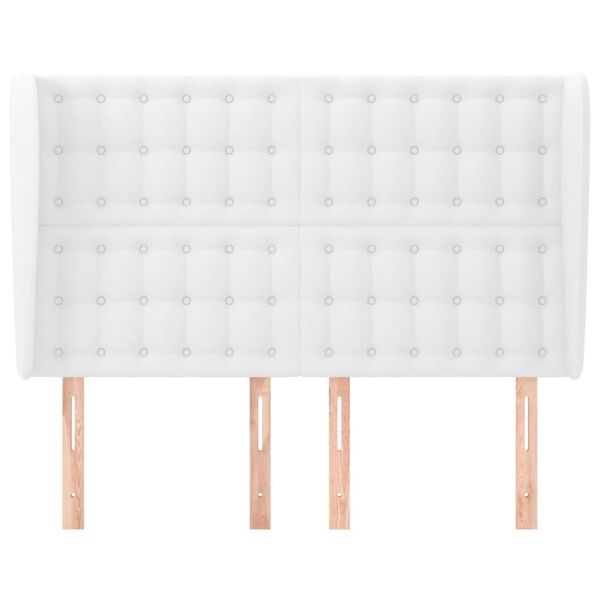 vidaXL T&ecirc;te de lit avec oreilles Blanc 147x23x118/128 cm Similicuir