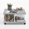 FMD Table basse mobile 70x70x35,5 cm b&eacute;ton et blanc brillant