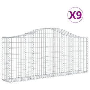 vidaXL Paniers &agrave; gabions arqu&eacute;s 9 pcs 200x30x80/100 cm Fer galvanis&eacute;
