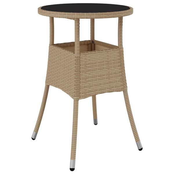 vidaXL Ensemble &agrave; manger de jardin et coussins 3 pcs beige rotin verre