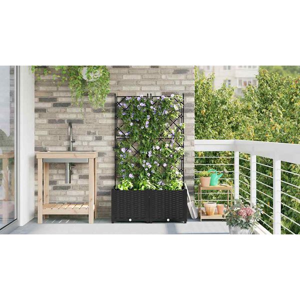 vidaXL Cache-pot de jardin 2 pcs Noir 80 x 40 x 143 cm Plastique