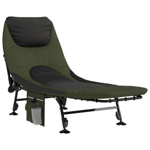 vidaXL Lit de p&ecirc;che avec pieds &agrave; boue r&eacute;glables pliable vert