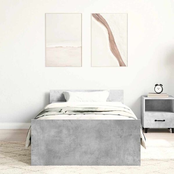 vidaXL Cadre de lit sans matelas gris b&eacute;ton 75x190 cm