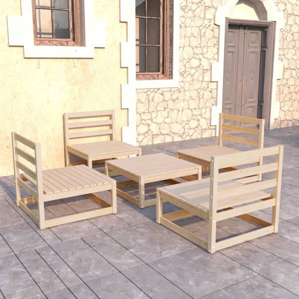 vidaXL Salon de jardin 5 pcs bois de pin massif