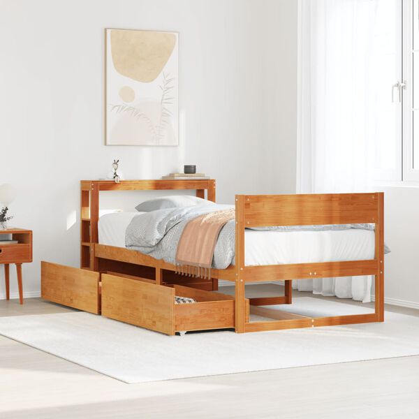 vidaXL Cadre de lit sans matelas cire marron 90x200 cm bois pin massif