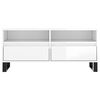 vidaXL Meuble TV blanc brillant 100x34,5x44,5 cm bois d'ing&eacute;nierie