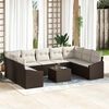 vidaXL Ensemble de canap&eacute; de jardin 10 pcs Marron Poly rotin