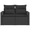 vidaXL Canap&eacute; de jardin avec coussins 2 places en polyrotin noir