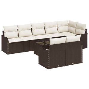 vidaXL Ensemble de canap&eacute; de jardin Marron polyrotin
