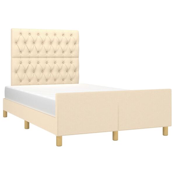 vidaXL Cadre de lit sans matelas cr&egrave;me 120x190 cm tissu