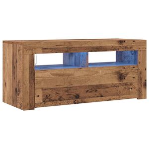 vidaXL Meuble TV avec lumi&egrave;res LED vieux bois bois d'ing&eacute;nierie