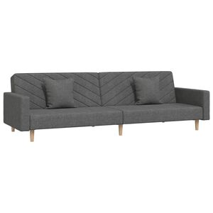 vidaXL Canap&eacute;-lit &agrave; 2 places avec deux oreillers Gris fonc&eacute; Tissu