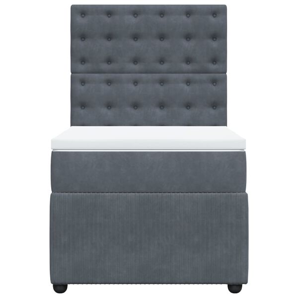 vidaXL Sommier &agrave; lattes de lit et matelas Gris fonc&eacute; 80x200 cm Velours