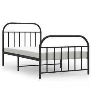 vidaXL Cadre de lit m&eacute;tal sans matelas et pied de lit noir 100x200 cm