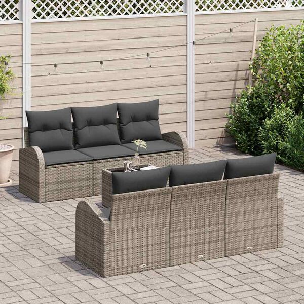 vidaXL Ensemble de canapé de jardin avec stockage 7 pcs Gris polyrotin
