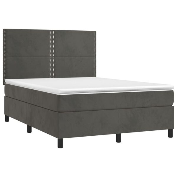 vidaXL Sommier &agrave; lattes de lit matelas et LED Gris fonc&eacute; 140x200 cm