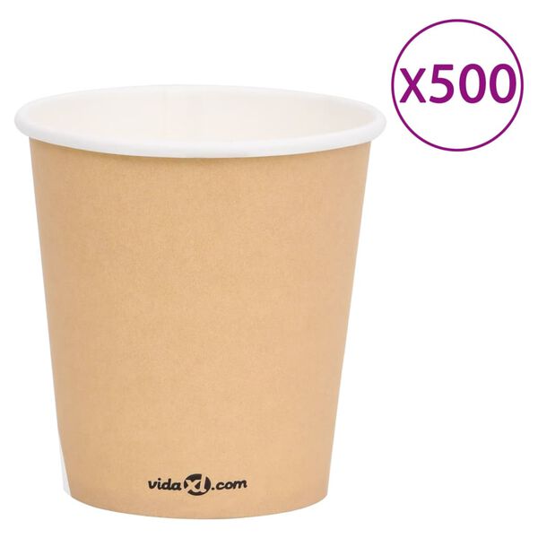 vidaXL Tasses &agrave; caf&eacute; en papier 200 ml 500 pcs Marron