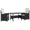 vidaXL Ensemble de repas ext&eacute;rieur 3 pcs Noir et blanc cr&egrave;me polyrotin