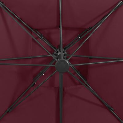 vidaXL Parasol de jardin en porte-à-faux à double toit rouge bordeaux