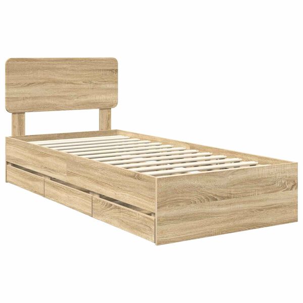 vidaXL Cadre de lit Ch&ecirc;ne Sonoma 100 x 200 cm Bois d&rsquo;ing&eacute;nierie