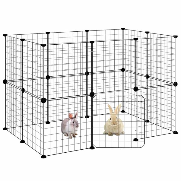 vidaXL Cage animaux de compagnie &agrave; 20 panneaux et porte Noir 35x35 cm