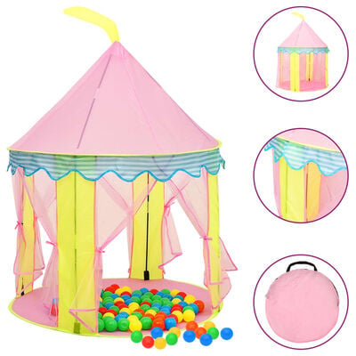 vidaXL Tente de jeu pour enfants avec 250 balles Rose 100x100x127 cm