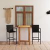 vidaXL Ensemble de bar de jardin 3 pcs Noir