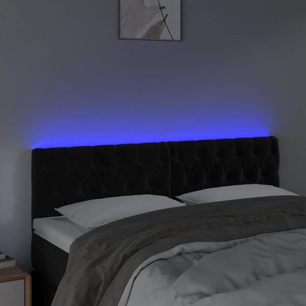 vidaXL T&ecirc;te de lit &agrave; LED Noir 160x7x78/88 cm Velours