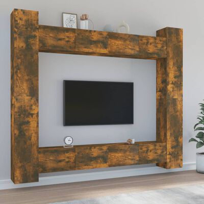 vidaXL Ensemble de meubles TV 8 pcs Chêne fumé Bois d'ingénierie