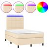 vidaXL Sommier &agrave; lattes de lit matelas et LED cr&egrave;me 120x190 cm tissu