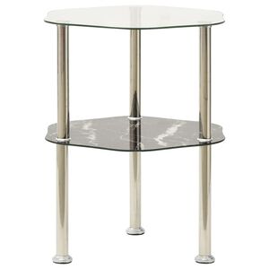 vidaXL Table 2 niveaux Transparent et noir 38x38x50cm Verre tremp&eacute;