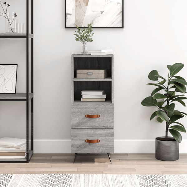 vidaXL Buffet Sonoma gris 34,5x34x90 cm Bois d'ing&eacute;nierie