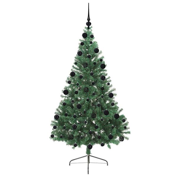 vidaXL Sapin de No&euml;l artificiel pr&eacute;-&eacute;clair&eacute; Vert 210 cm PVC