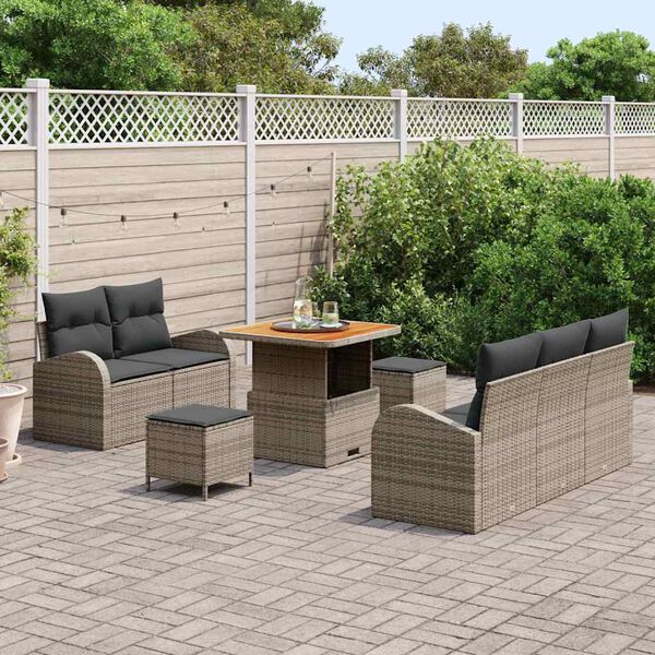 vidaXL Ensemble de canap&eacute; de jardin avec coussin 8 pcs Gris