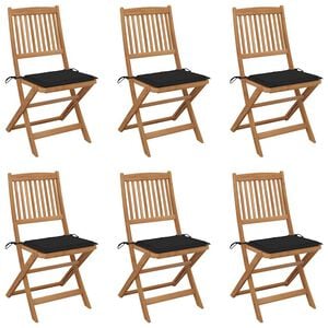 vidaXL Chaises pliantes 6 pi&egrave;ces avec coussins en bois d'acacia massif