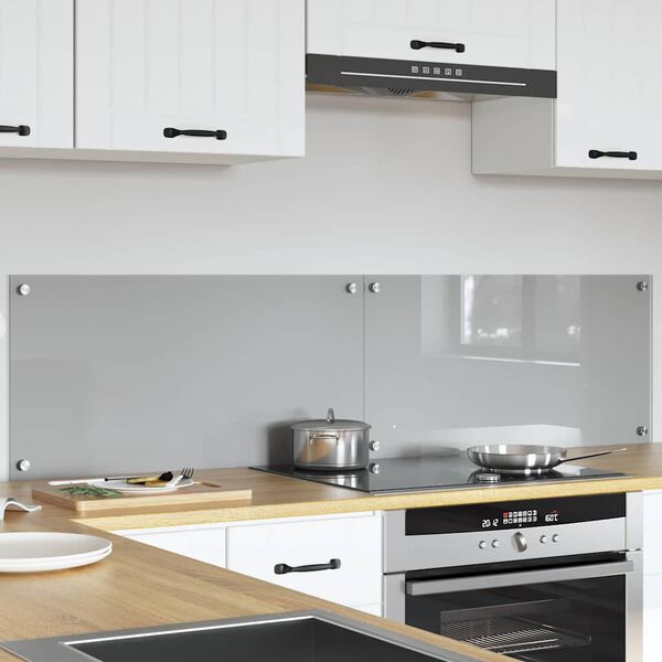 vidaXL Protection de cuisine 2 pcs Gris clair 80 x 40 cm verre tremp&eacute;